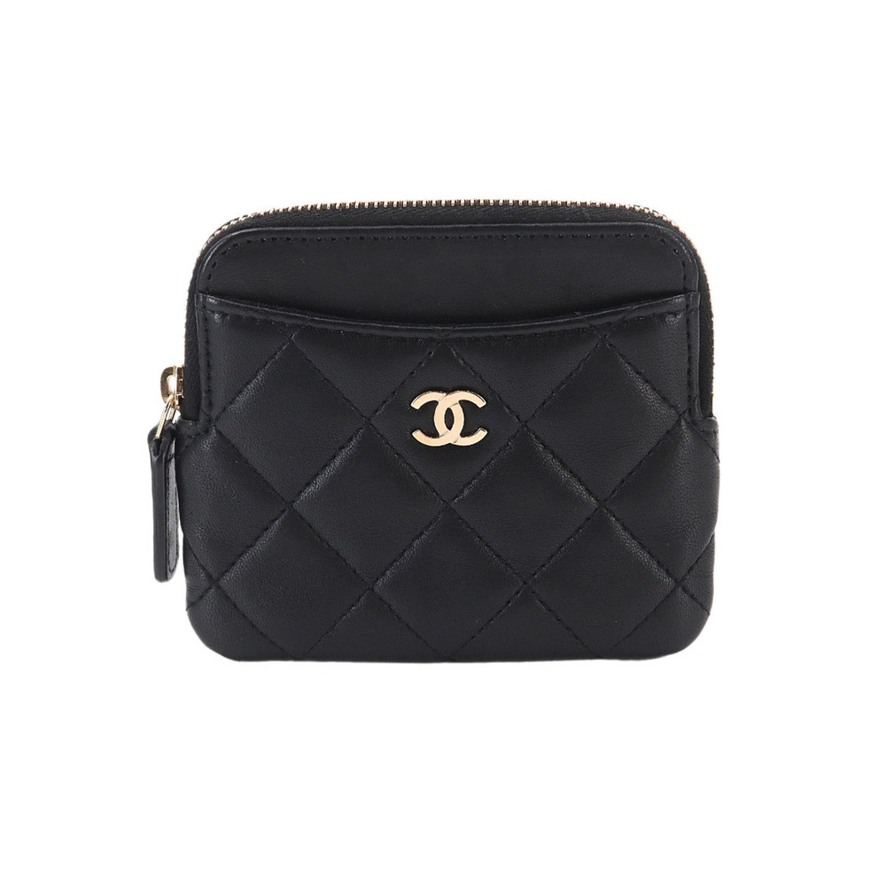 CHANEL Black Lambskin Leather Wallet